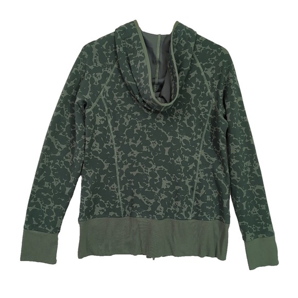 Cabi Marathon Jacket Hoodie‎ Womens M Green Floral Camo Slim Fit Athleisure 6030 - Picture 3 of 12